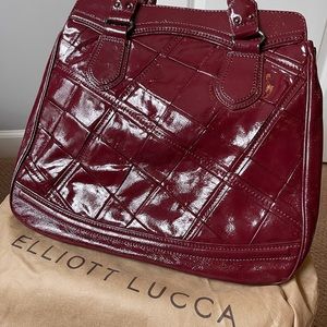 Elliott Lucca Oxblood Patent Leather Handbag